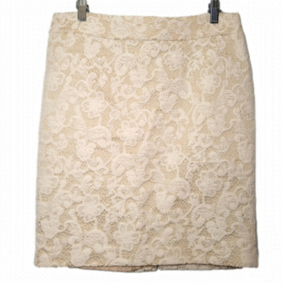 𝅺Cynthia Rowley Cream Lace Dressy Skirt. - Picture 1 of 11